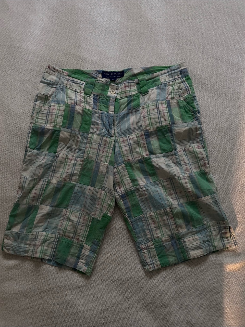 Ladies Sz 12 Cape Madras Green Plaid Patchwork Shorts